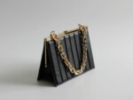 Black Leather Quilted Clasp Bag