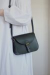 SPECIAL SALE - Dark Green Vegetable Tanned Leather Saddle Bag - Small